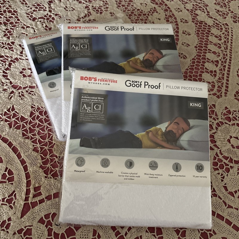 3 X Bob’s Goof Proof King Size Pillow Protector New In Pkg