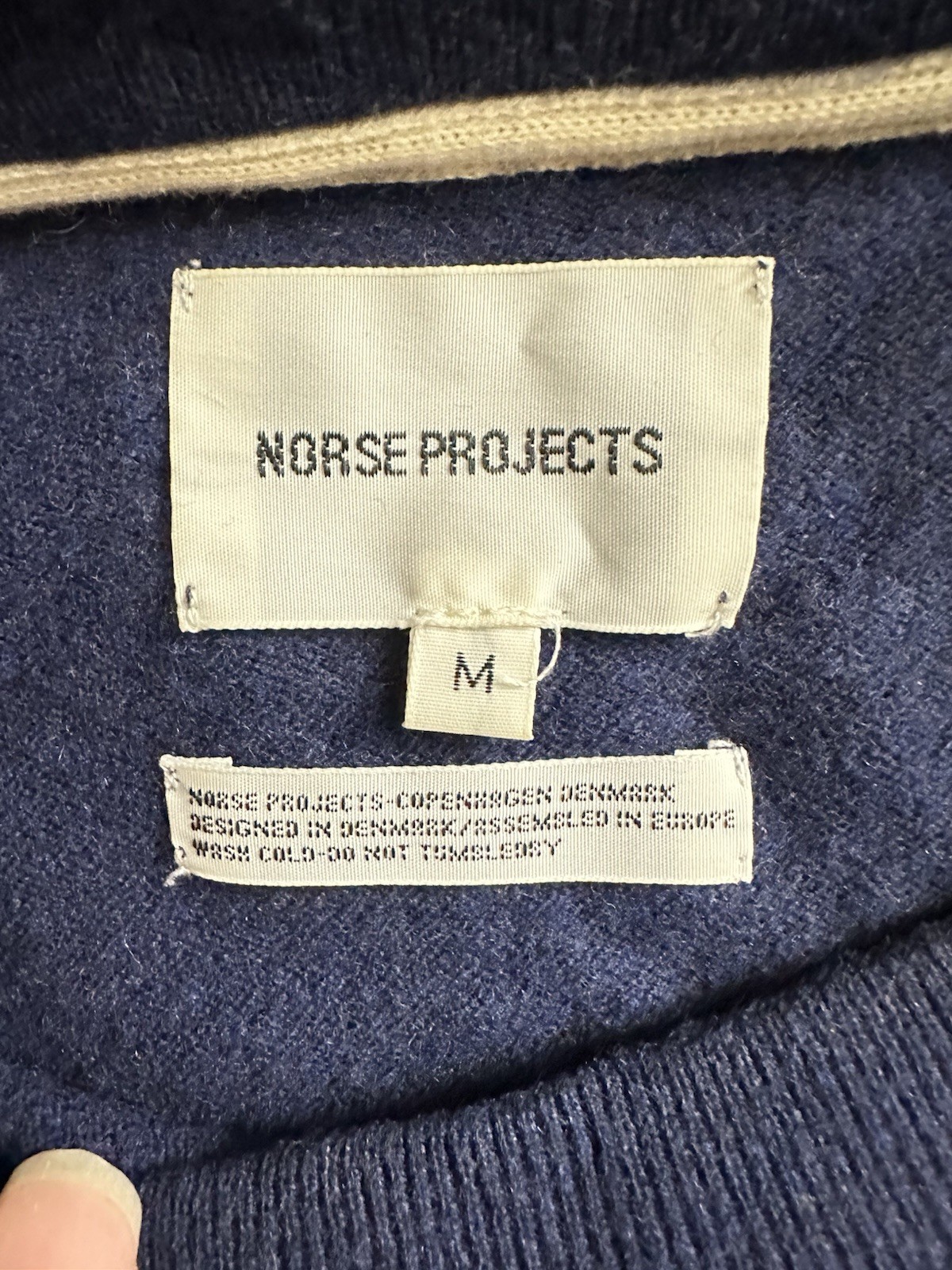 Norse Projects Sweater Men Medium Blue Striped Wool Pullover Lightweight Jumper image 3