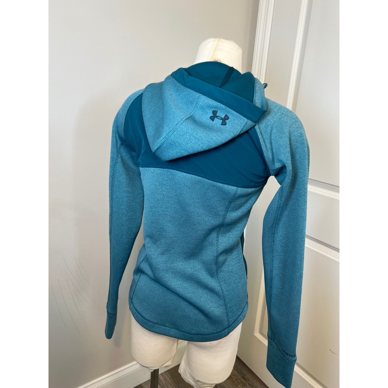 Under Armour ColdGear Teal Blue Textured Fleece H… - image 2