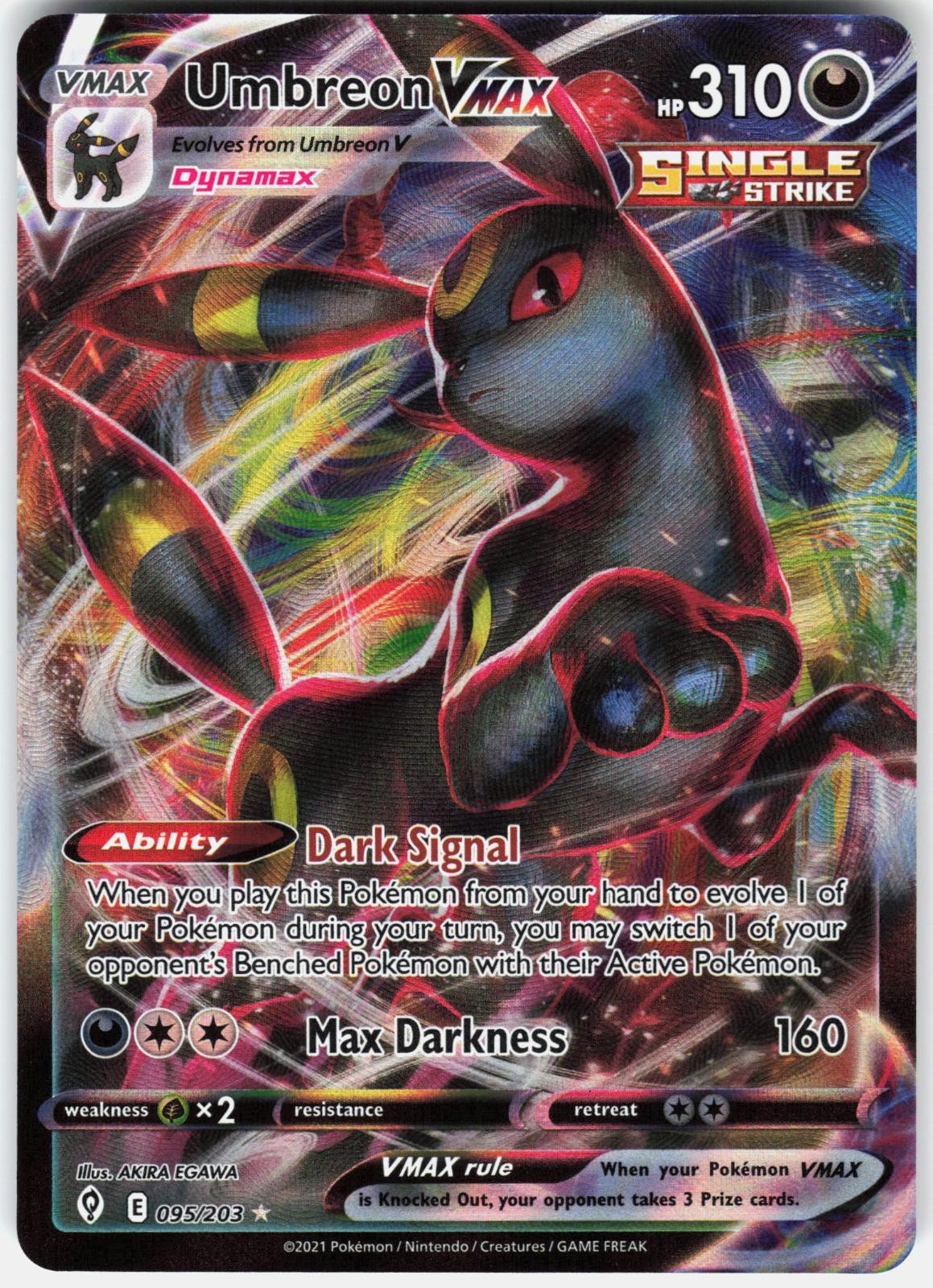 Pokemon Umbreon VMAX 095/203 Holo VMAX Rare Evolving Skies Pokemon Near Mint