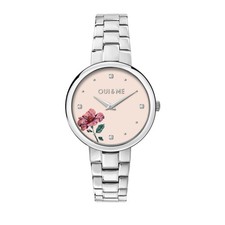 Image of Oui & Me Chérie ME010325 Ladies Quartz Watch, 34mm, Silver Case/Strap, Pink Dial