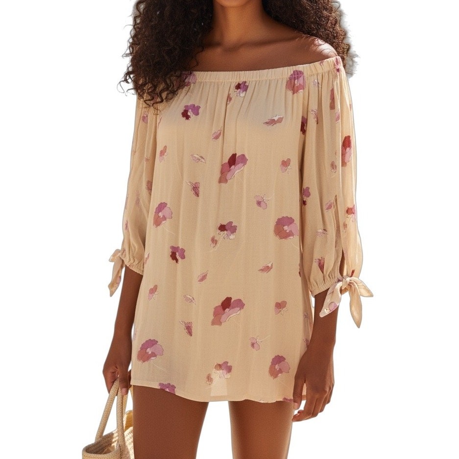 Jill Stuart Yellow Floral Off Shoulder Mini Dress NWT XS Ruched Designer Size 0