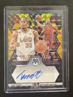 2022-23 Panini Mosaic Isaac Okoro Black Gold Collage Mosaic Prizm Auto SSP /8 *