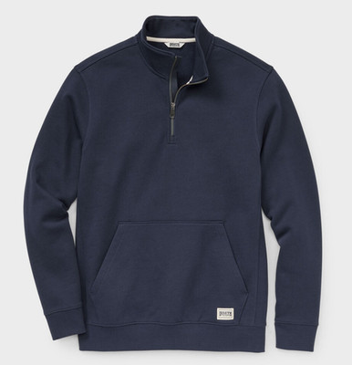 HOT SELLING DU.LUTH Men's Souped-Up Sweats Pullover Quarter Zip Mock Neck, Navy