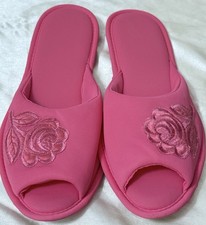 Vintage Pink Sears Slippers Slides Boudoir House Bed Nighty Retro Shoes 7-8
