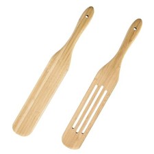 Wooden Spurtle Set Bamboo Utensils : 13 Inch for Sourdough Starter, 2 Set