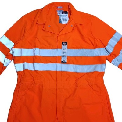 Dickies Hi-Vis Reflective Coveralls Mens XL 46-48 Orange Unlined