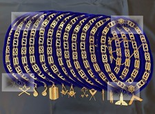 Masonic Blue Lodge Golden Chain Collar + Jewe...
