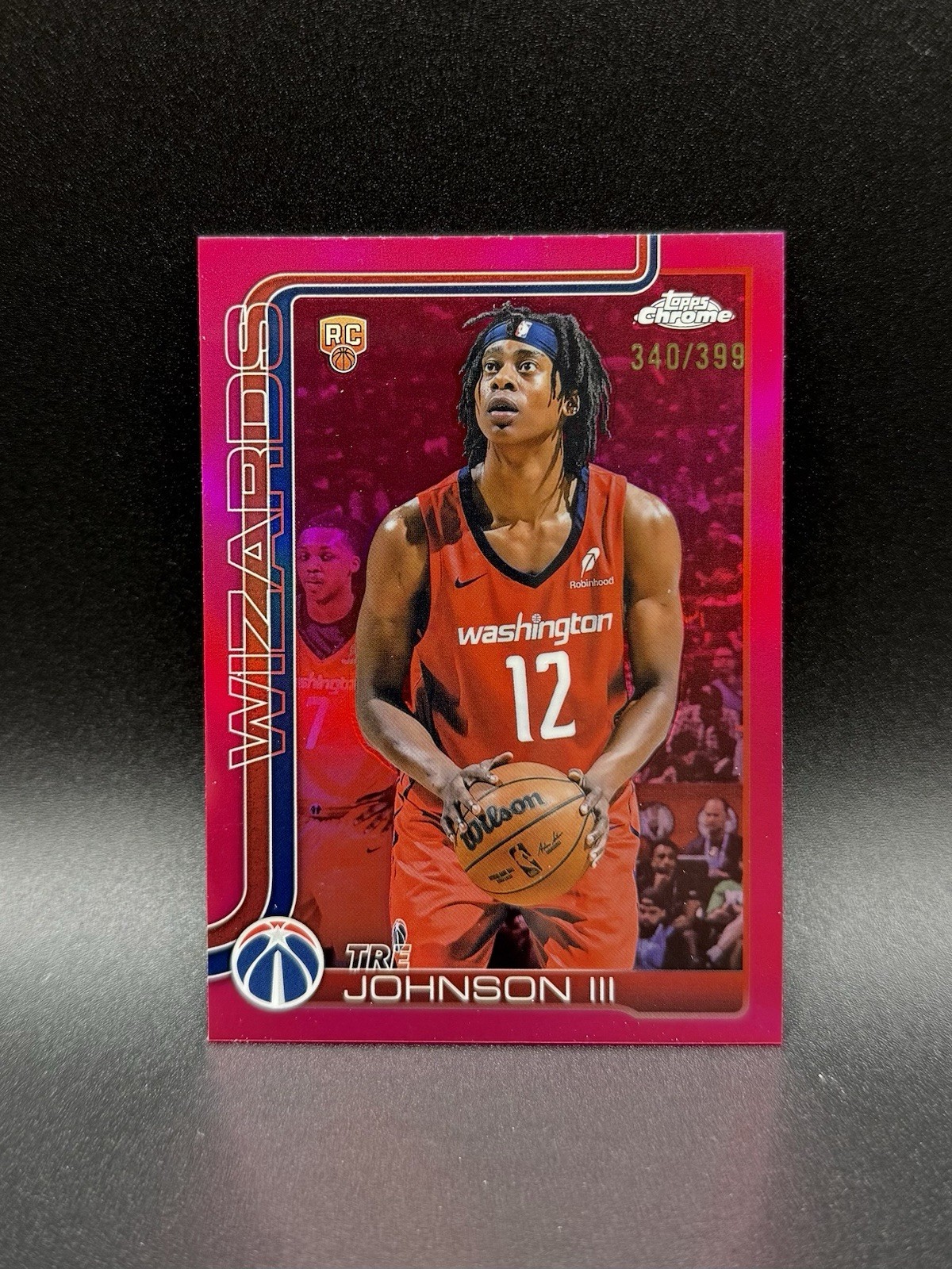 2025-26 Topps Chrome Basketball Tre Johnson Rookie /399 Magenta Refractor #256