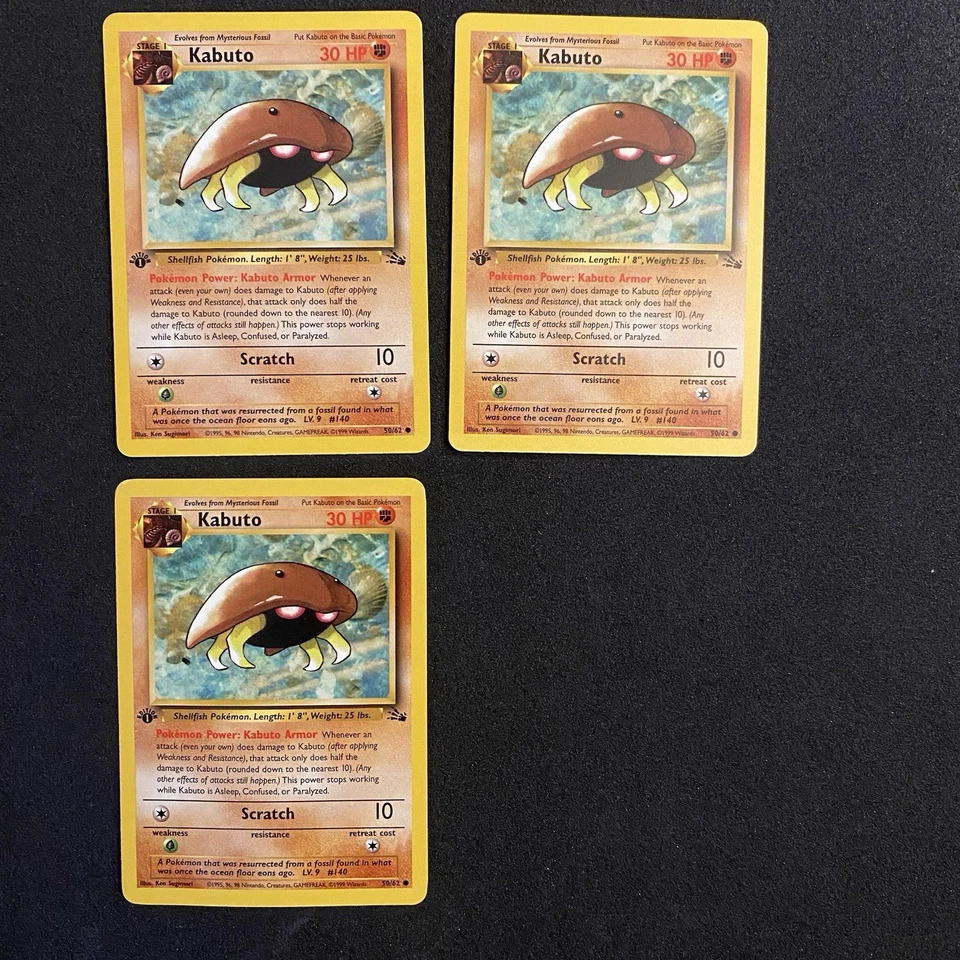 Kabuto Fossil 50/62 TCG x13 Card Lot 1st Edition and Unlimited Vintage WOTC 1999 - Image 2 of 4