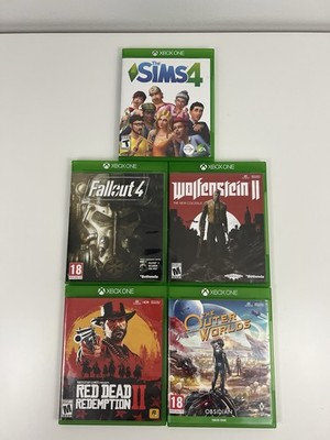 Xbox One Lot Of 5 Games Sims 4, RDR2, Outer Worlds, Wolfenstein II, Fallout 4