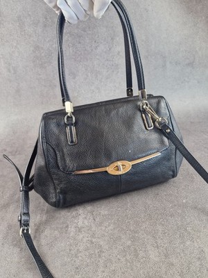 Coach Madison Madeline East/West Satchel Leder Schwarz Gold mit Tragegurt