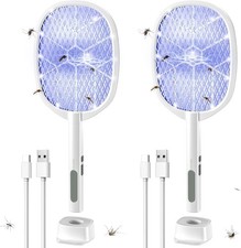 2PACK Electric Fly Swatter 4000V Bug Zapper Racket 2 in 1 Mosquito Zapper