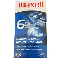 Maxell 6 hour VHS tapes Standard Grade Lot of 5 NEW SEALED