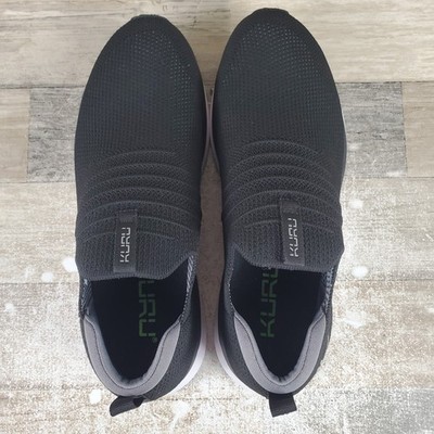 Kuru Atom Slip-On Mens Shoes Sz 10 M Running Jet Black Slate Gray