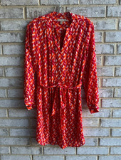 Banana Republic Long Sleeve Button Front Belted Colorful Geo Shirt Dress Size 2