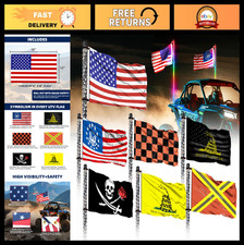 7 PCS 12x18" Offroad Whip Flags for UTV ATV Jeep RZR Truck Boat - Double-Sided D