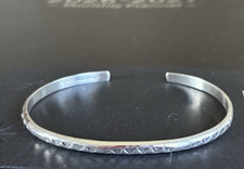 Navajo Sterling Silver Stamped  Half Round Bracelet  Signed Elaine Tahe
