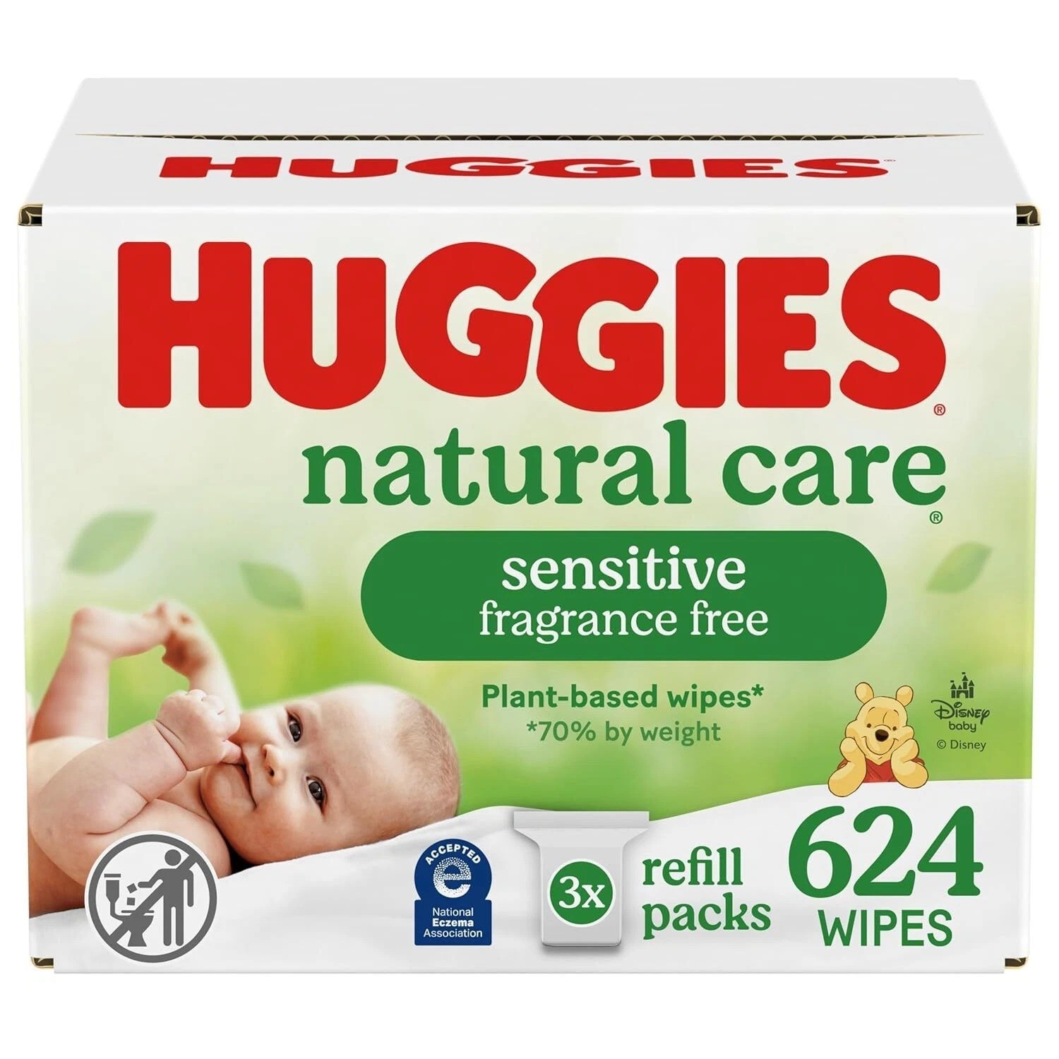 Huggies Natural Care Sensitive Baby Wipes, Unscented, 3 Refi