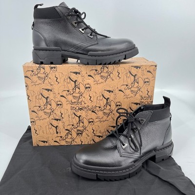 Karl Lagerfeld Paris Leather Chukka Boots Black Lug Sole Lace Up Mens 9