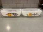 Fire King Gay Fad Fruits - Set of 2 Open Rectangle Oven/Fridge Dishes - MCM-EUC