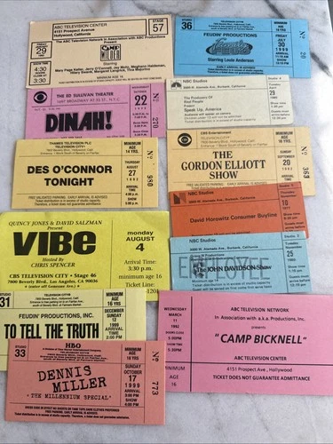 Lot Of 12 Rare Vintage TV Show Studio Audience Tickets - Hollywood -