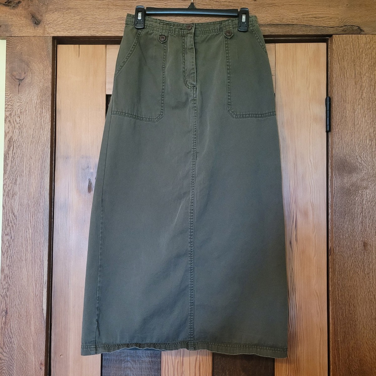 White Stag Olive Army Green Straight Pencil Skirt Cotton Twill