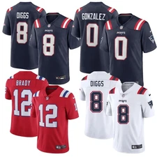 Men's Patriots Stefon Diggs #8 Tom Brady #12 Stitched Jersey Navy/White/Red