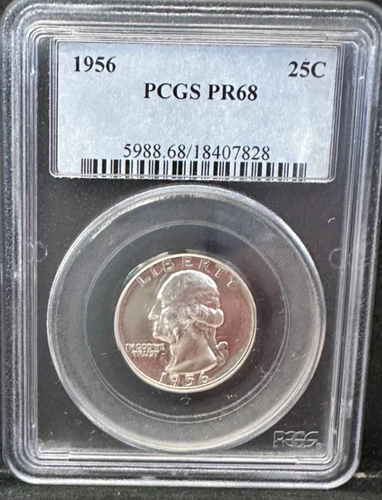 1956 Washington Quarter 25C PCGS PR68
