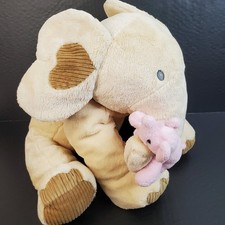 Toys R Us Animal 15" Alley Large Elephant Plush Stuffed Animal Holding Pink Baby