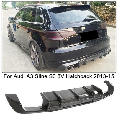 For Audi A3 Sline S3 8V Hatchback 2013-2015 REAL CARBON Rear Bumper Diffuser Lip