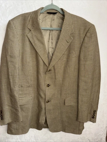 Cappotto sportivo Burberry London 42R Union Label pied de poule lana USA marrone