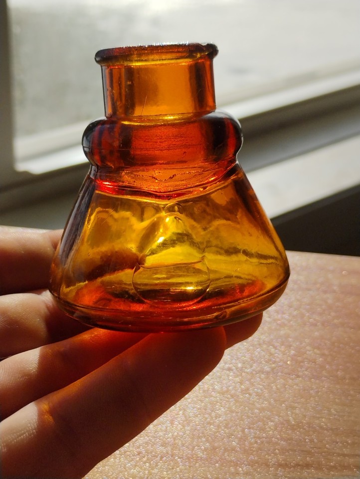 Honey Amber Color Cone Inkwell Glass Bottle | eBay