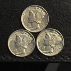 BU Mercury Dime Lot - 1941, 1942, 1942 BU High Grade