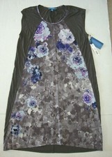 New Simply Vera Vera Wang Women's Oil Floral Shift Dress Grey Size L