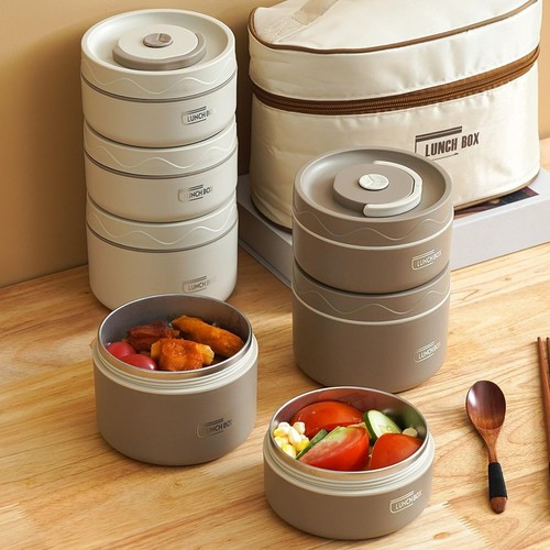 Thermal Lunch Box Portable Insulated Lunch Container Stackable BentoBox With Bag - Picture 11 of 22