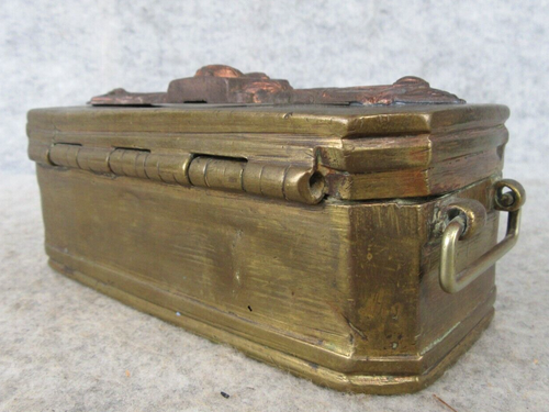 Antique Brass Man Coffin Shape Betel Nut Spice Box - Picture 18 of 24
