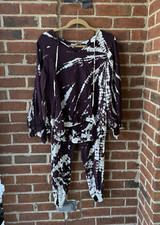 Young Fabulous Broke Women's Jensen Top/Jogger Set Wine/ White Tie Dye Sz S