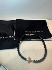 925 Med. DAVlD YURMAN Spiritual Beads Cross Station Bracelet with Black Onyx