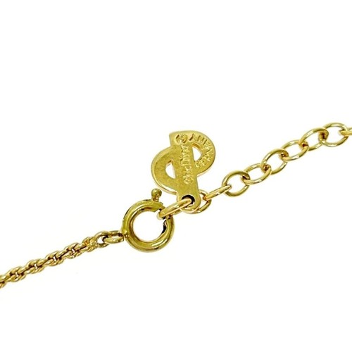 CHRISTIAN DIOR Necklace Earrings Set Pendant Chain AUTH Gold Rhinestone Logo vendu CD
