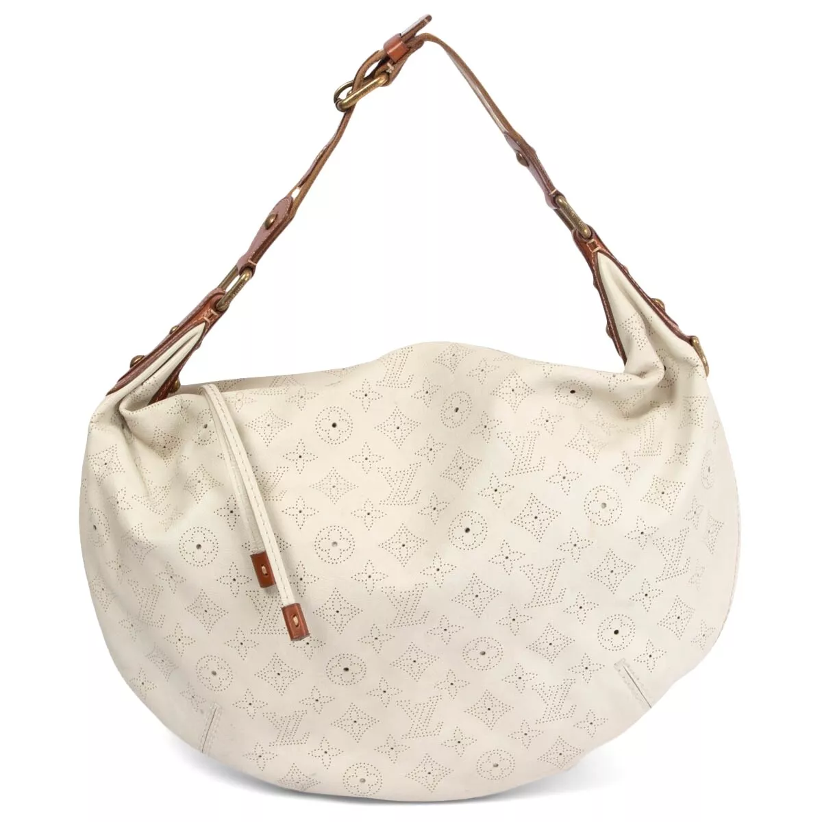 Louis Vuitton Onatha GM Hobo Bag White Monogram Mahina Leather