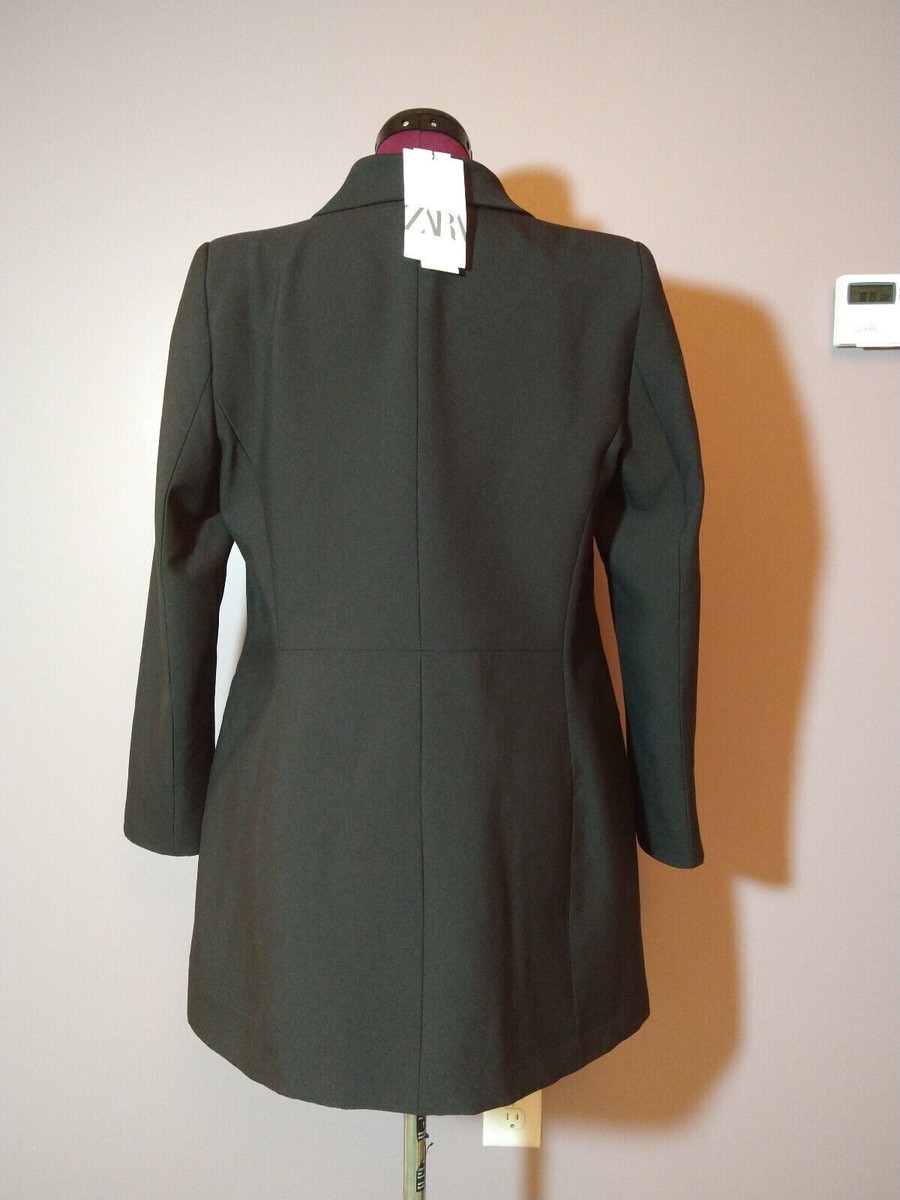NWT ZARA DOUBLE BREASTED LONG BLAZER DRESS BLACK SIZE XL 8285/642 | eBay