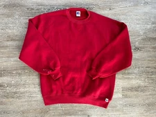 VTG 90s Russell Athletic Blank Pullover Sweatshirt Red Grunge Crewneck M/L USA