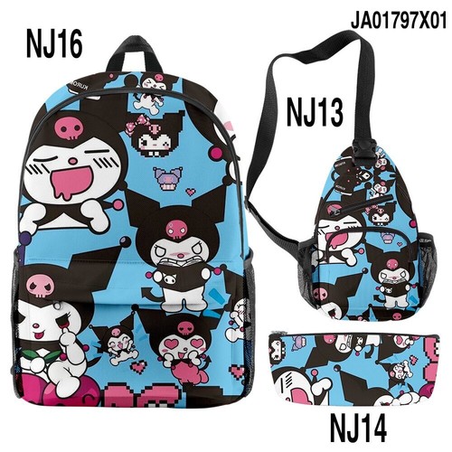 Kuromi Rucksack Brusttasche Student Schreibwaren Aufbewahrung Buchtasche Federmäppchen - Bild 43 von 44