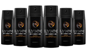 Lynx For Men Body Spray Deodorant 150ml - Pack of 6 - Dark Temptation 