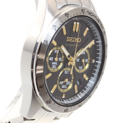 SEIKO SPIRIT Chronograph SBTR015 Black Silver Waterproof Men's