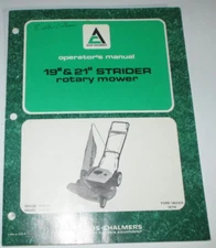 Allis Chalmers 19" 21" Strider Rotary Mower Operators Manual ORIGINAL! 9/74