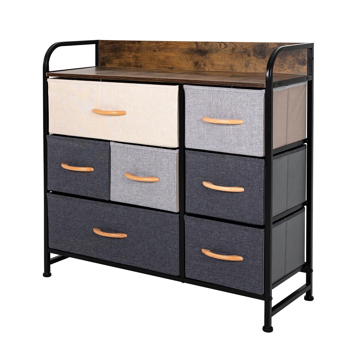 Fabric Chest of Drawers 7-Drawer Dresser 3-tier Storage Organizer Unit  Bedroom