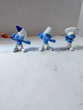 3 McDonaldsl Toys Smurf Figures 2011 & 2013 Peyo 3” Crazy Party Planner Chef