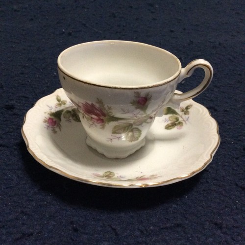 Rose Decoration ●  Demitasse / Small Tea   cup and saucer  ●  Porcelain